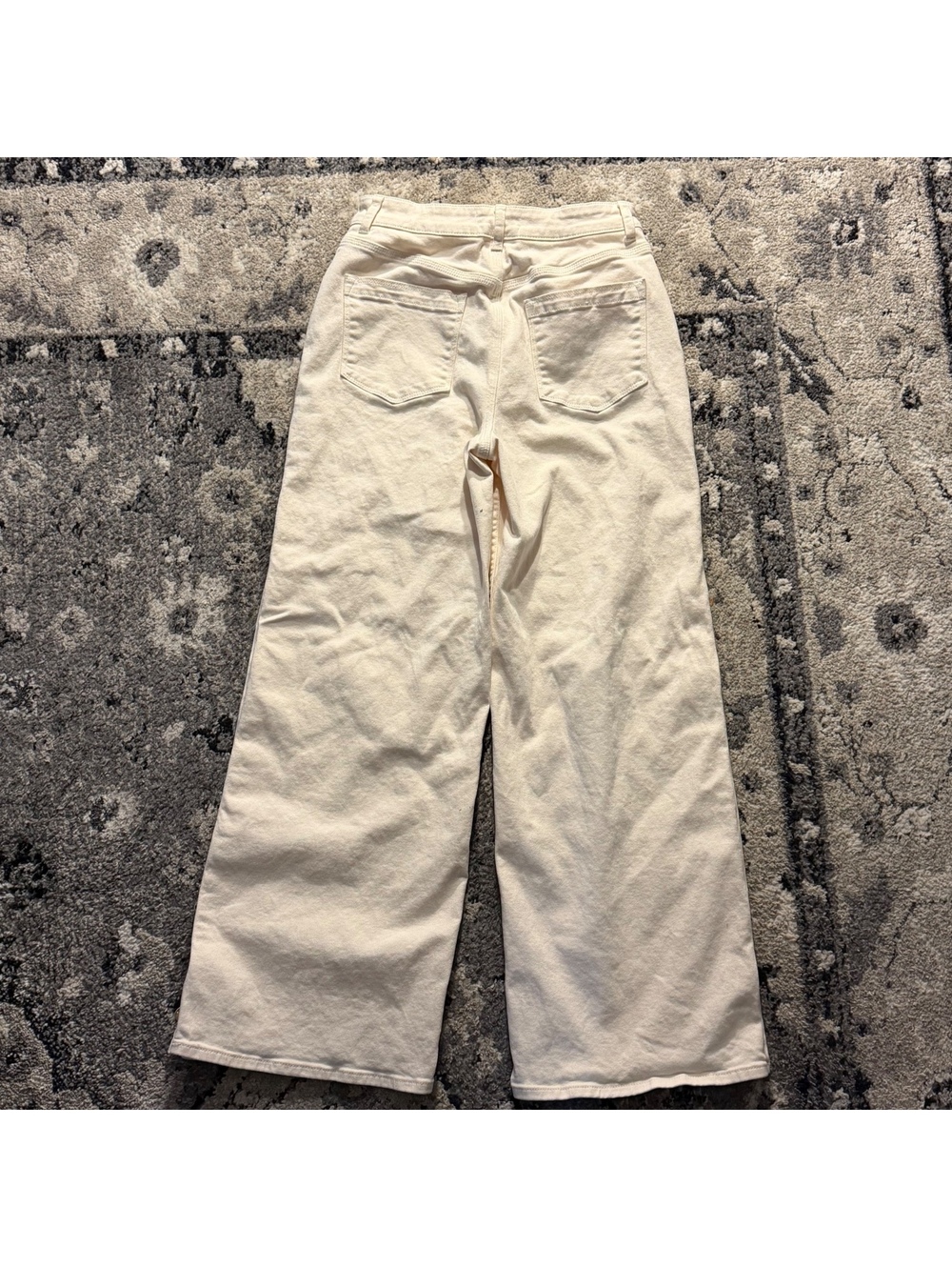 Reiss Wide-Leg Denim Pants with Snap Buttons, Size 28R,Light - Picture 4 of 4